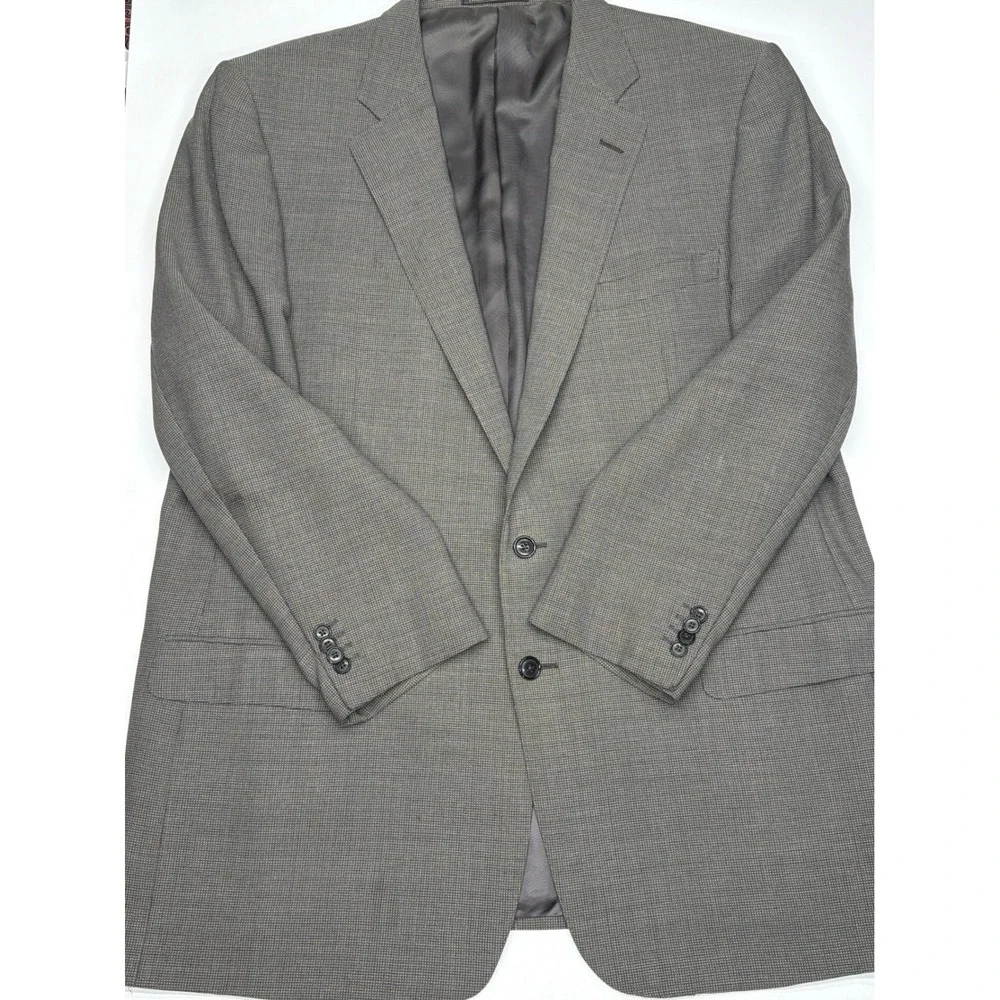Ermenegildo Zegna Su Misura Mens 100% Wool Blazer Suit Jacket Gray‎ Micro Plaid